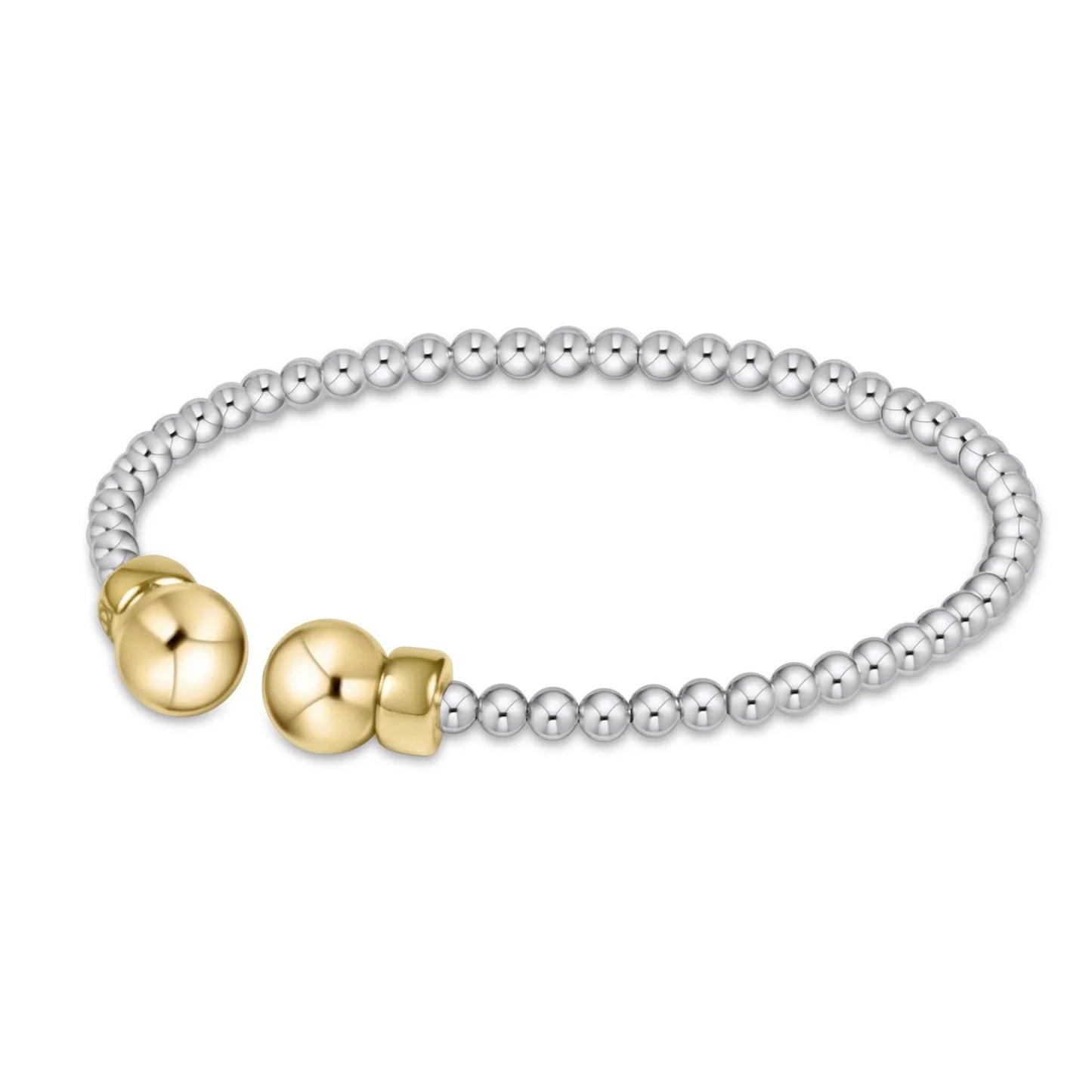 ENewton 3mm Beaded Cuff - Sterling Mixed Metal