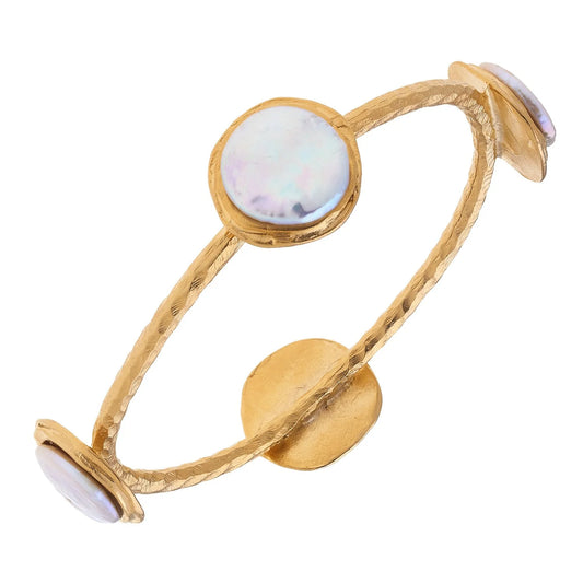 Susan Shaw White Pearl Gold Bangle
