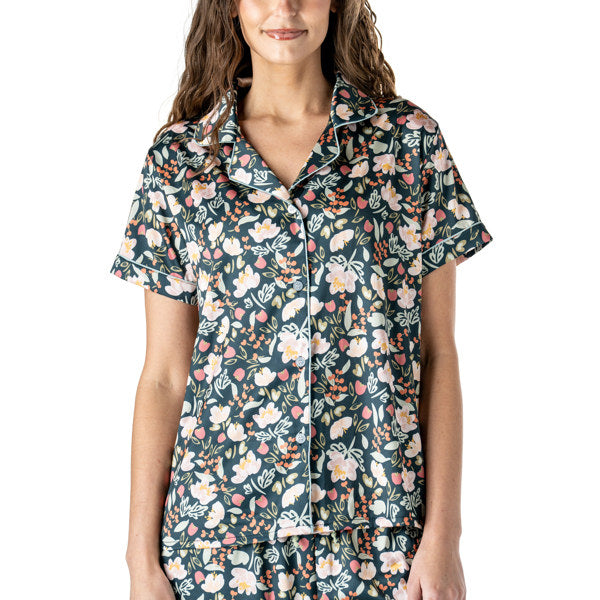 Petal Satin Pajama Top