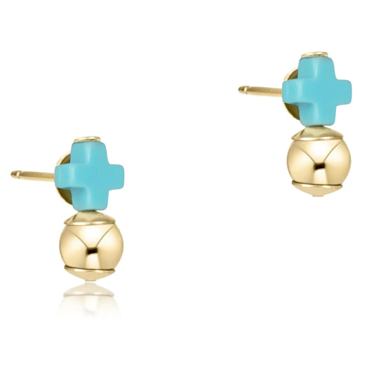 ENewton Signature Cross Turquoise Stud